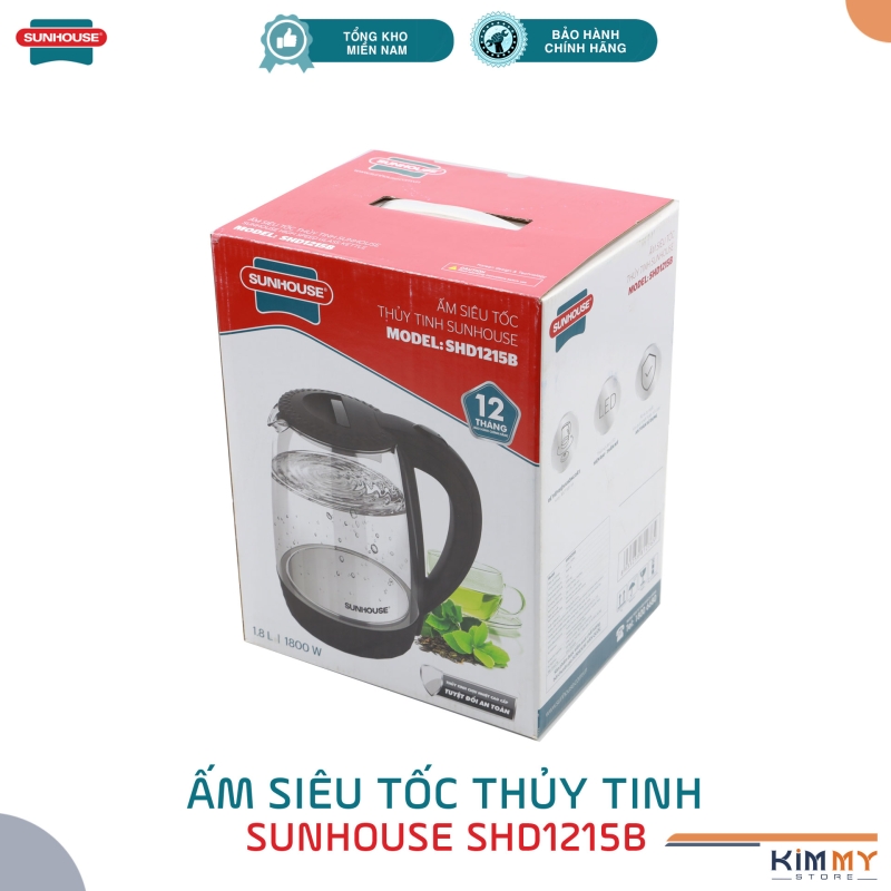 Ấm đun siêu tốc 1.8L bình thủy tinh SHD1215B - 1800W